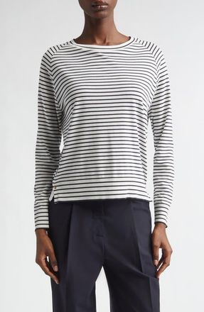 Herno Stripe Lyocell & Cotton Sweater in 1092 White To Navy at Nordstrom, Size Medium