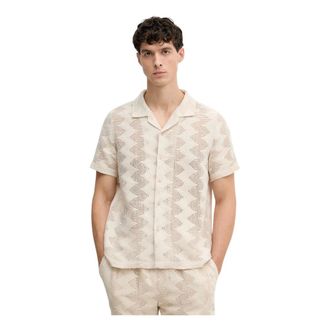 Guess Lattice Knit Shirt - Heren - Overhemden - Beige - Maat: 2XL Katoen
