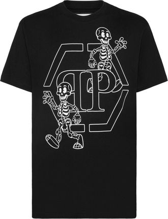 Philipp Plein rhinestone-skeleton cotton T-shirt - men - Cotton - XXXL - Black