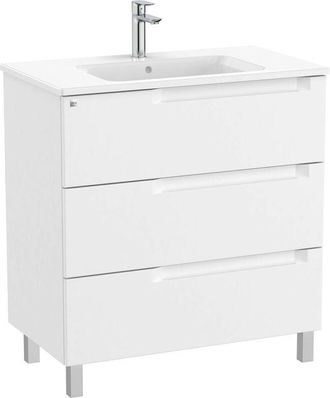 Roca Roca - Pack Unik mueble de 3 cajones + lavabo en el centro aleyda Color: Blanco mate - Medidas: 805x460x740 mm