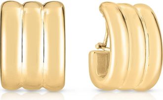 Roberto Coin Wide Ridge Hoop Earrings in Yellow Gold at Nordstrom