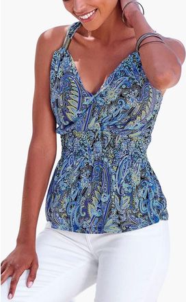 Lascana Womens Strap Detail Top in Blue Multi at Nordstrom, Size 6