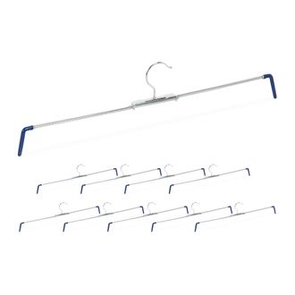 Relaxdays Pack De 20 Perchas Pantalones Extensibles, Faldas, Antideslizantes, 30-50 Cm Ancho, Metal-pvc, Plateado-azul