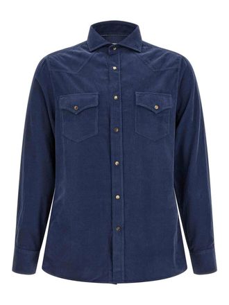 Brunello Cucinelli Blue Corduroy Shirt