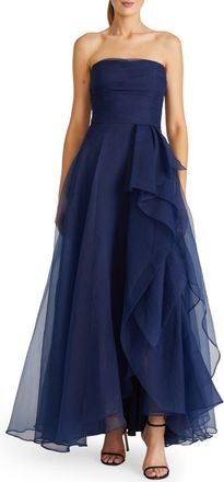 Theia Teresa Strapless Draped Gown in Navy at Nordstrom, Size 16