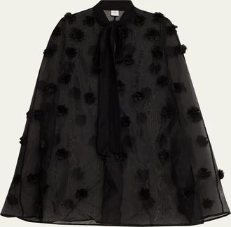 Carolyn Rowan Floral Appliqu&eacute; Silk Cape