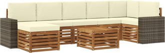 vidaXL Conjunto De Sof&aacute;s De Exterior 8 Uds. Natural Y Crema Vidaxl