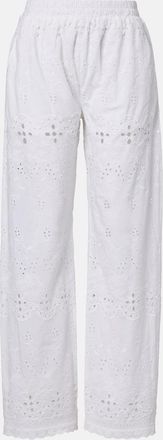 Melissa Odabash Lula embroidered cotton wide-leg pants