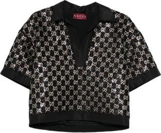 Gucci Sequin V-neck Top
