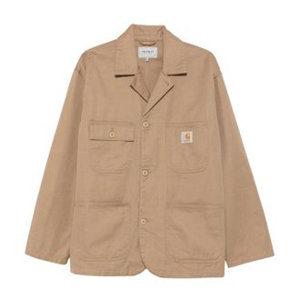 Carhartt Work in Progress Jassen, Heren, Beige, S, Jas met geklapte reverskraag