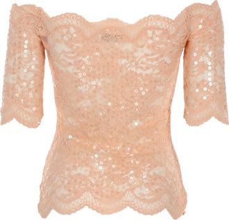 Paco Rabanne Lace and Sequin Blouse - Pink