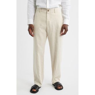 Nn.07 1454 Aden Flat Front Linen Chinos in Oat at Nordstrom, Size 30 X 32