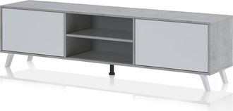 Oresteluchetta Mueble Porta Tv Moderno De Madera Acabado Cemento Y Alerce Brixton