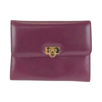 Ferragamo Pre-owned Clutches, female, Purple, Size: ONE SIZE Pre-owned Leather Clutch Bag