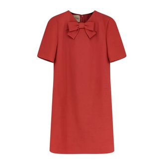 Valentino Bow-detail Short Dress - female - Valentino - Short Dresses - Red - S - Dresses