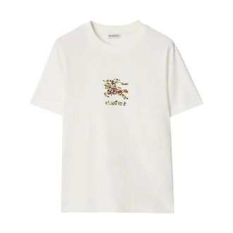 Burberry T-Shirts, female, White, Size: XS Equestrian Knight T-Shirt