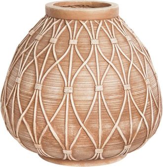 Beliani Beliani - Jarr&oacute;n Boho De Magnesio Florero Interior Exterior Marr&oacute;n Claro Domokos