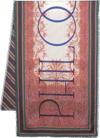 Pierre-Louis Mascia Fancy graphic-print silk scarf - unisex - Silk - One Size - Blue