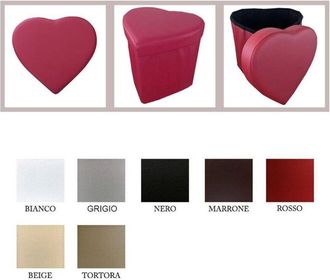 Trade Shop Trade Shop - Pouf Caja De Almacenamiento Puff Fousped Con Forma De Coraz&oacute;n En Color De Piel Sint&eacute;tica - Blanco