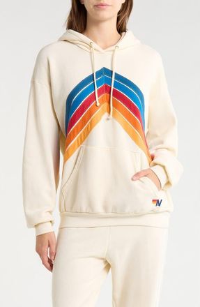 Aviator Nation Mountain Stitch Chevron Hoodie in Vintage White at Nordstrom, Size Xx-Large