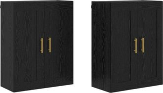 vidaXL Wall-mounted Cabinets 2 pcs Black Oak 69.5 x 34 x 90 cm vidaXL