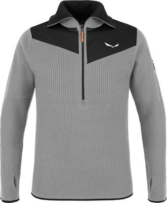 Salewa Mens Zip Neck Slim Fit Short Sleeve Sweater in Heather - Grey - Size Small