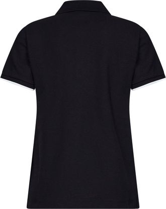 Moncler Womens Cotton Piqu&eacute; Polo Shirt Black Tops