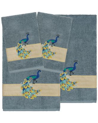 Linum Home Textiles 100% Turkish Cotton Penelope 4Pc Embellished Towel Set