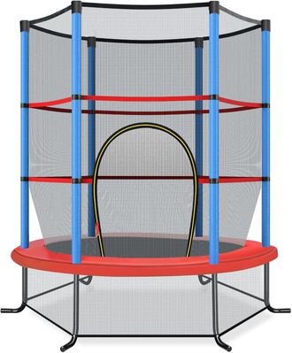 Costway Costway - Cama Elastica Infantil &Oslash; 165cm, Trampolines Con Red De Seguridad Y Almohadilla Para Muelles Para Ni&ntilde;os De 3-6 A&ntilde;os, De Interior/exterior, Ca