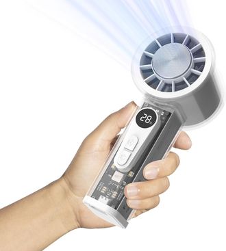 OEM Ventilador Port&aacute;til Con Sistema De Refrigeraci&oacute;n Integrado, Bater&iacute;a De 5000 Mah, 6 Velocidades, Pantalla Led, Turbina De Alta Velocidad, Cubierta Tran