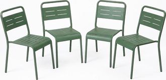 Concept Usine Juego de 4 sillas verdes apilables