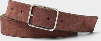 Simons Womens Silver square buckle suede belt