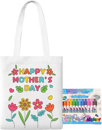 Generic Tote Bags to Paint - Doodle Bag - Mothers Day Educational Art Craft with Paint Pens Learning Activities for Kids Ages 3+ Home Classroom Kindergarten S