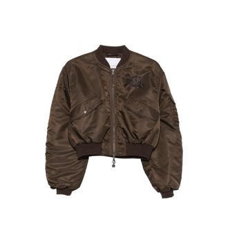 Cecilie Bahnsen Ruched-sleeve Cropped Bomber Jacket