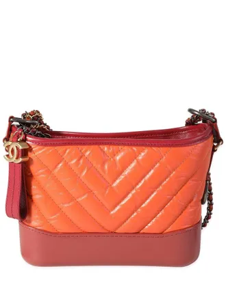 Chanel Orange & Red Quilted Aged Calfskin Small Gabrielle Hobo (Authentic Pre- Loved)