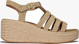 FitFlop Fitflop Platfforms Espadrilles Womens Ankle Strap Sandals Cappuccino - Brown Leather - Size UK 8
