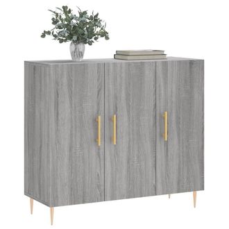 Berkfield Home Sideboard Grey Sonoma 90x34x80 cm Engineered Wood | Size: 90 x 34 x 80 cm