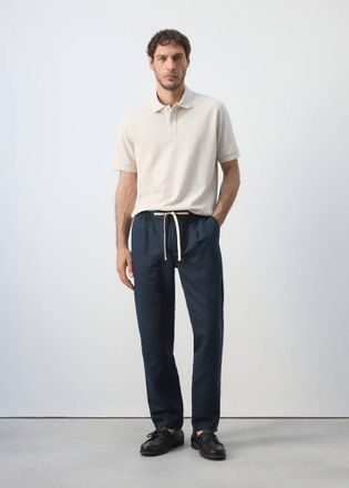 Mango Pantaloni slim-fit cropped cotone lino navy - Uomo - 44 - MANGO MAN