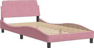 vidaXL Cama Con Cabecero Sin Colch&oacute;n Terciopelo Rosa 100x200 Cm Vidaxl