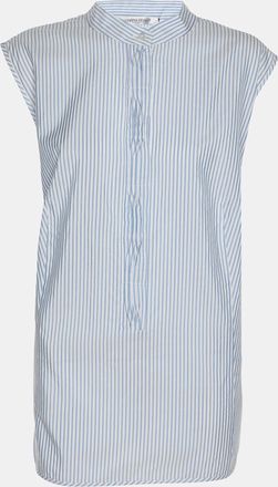 Marina Rinaldi Blue/white Stripe Cotton Silk Sleeveless Top