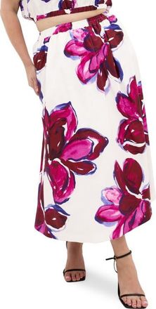 City Chic Floral Print Maxi Skirt in Violet Bloom at Nordstrom, Size Xxxs