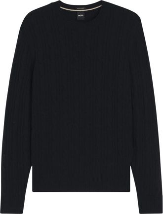 HUGO BOSS H-Habito Sweater - Heren - Ronde hals truien - Blauw - 2XL - Katoen - Truien & Vesten