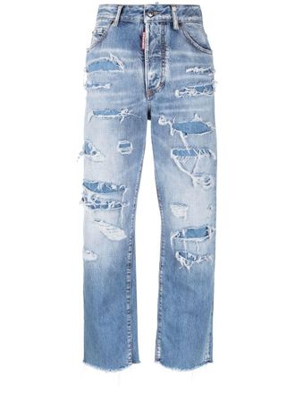 Dsquared2 distressed cropped jeans - women - Cotton - 34 - Blue