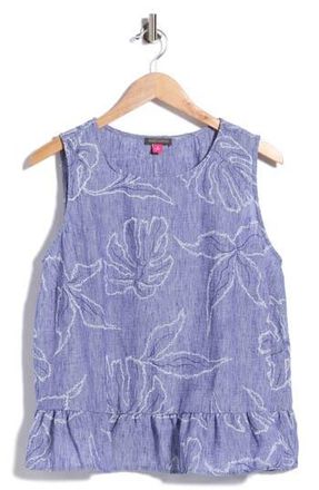 Vince Camuto Embroidered Sleeveless Peplum Top in Base Blue at Nordstrom Rack, Size 1 X