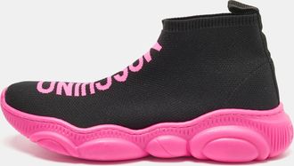 Moschino Black Jacquard Logo High Top Sneakers