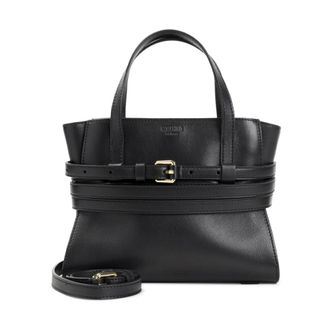Moschino Belted Leather Tote Bag - female - Moschino - Handbags - Black - ONE SIZE - Bags