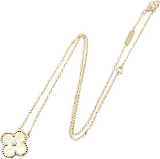 Van Cleef & Arpels 2010s 18K yellow gold Alhambra diamond necklace - women - 18kt Yellow Gold/Diamond/Mother of Pearl - One Size