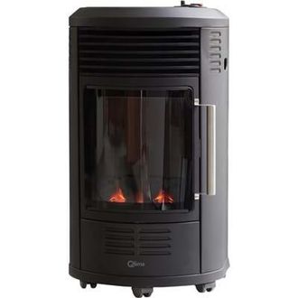 Qlima Stufa A Gas Da Interno 3,4 Kw Effetto Camino Gh8034 Black Regolatore Gas Incluso - Qlima