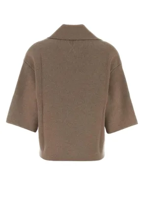Bottega Veneta Womens Compact Polo Shirt Beige Cashmere Nylon