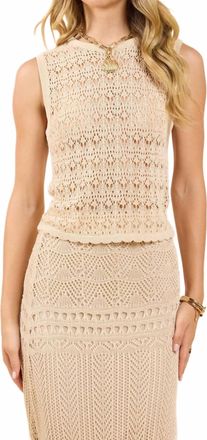 Sadie & Sage Dya Scallop Hem Sweater Tank In Cream